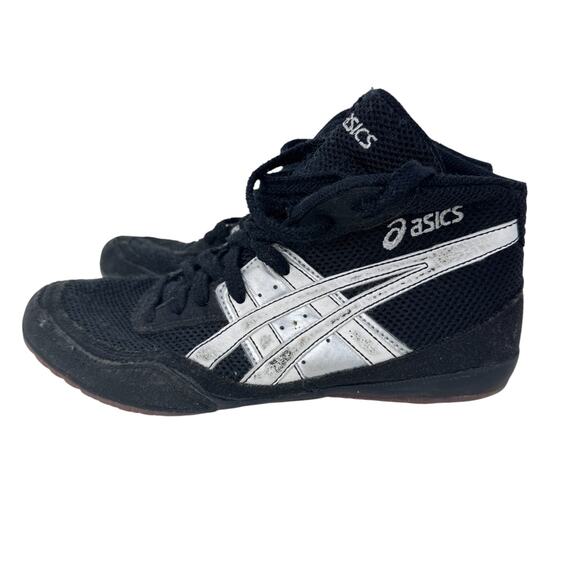 Asics‎ Matflex Wrestling Shoes Youth Size 4 Black Mesh Round Toe Lace Up C921Y - Picture 2 of 9